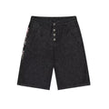 black washed jeans women's volleyball button straight-leg pants casualeasiest for match back pocket embroidered half length pants