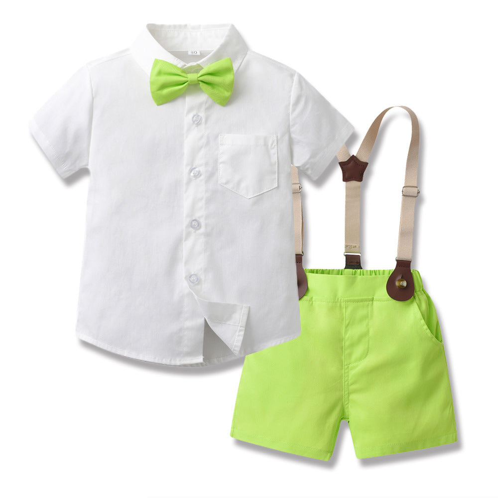 boyssuitk-stylenew arrivalwhite shirtkids handsome fashionable spring and summer baby style trendy birthday children's clothing