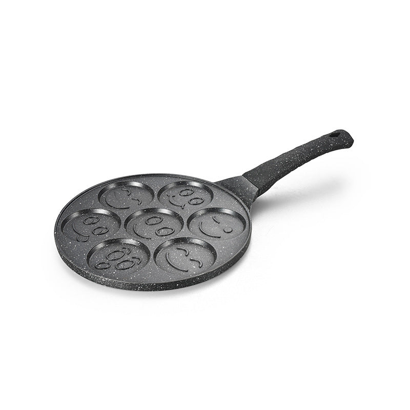 Wholesale die-cast non-stick pan seven-hole waffle cartoon smiley face grill frying pan breakfast pan pancake pan omelette pancake pan