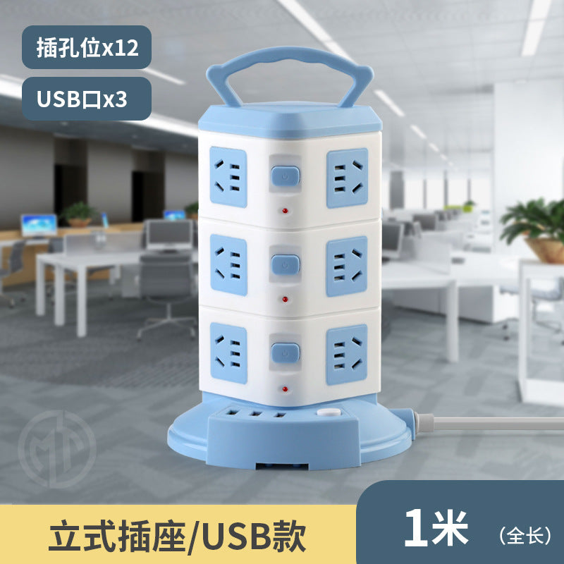 For homevertical socket panel multi-hole plug strip multi-function plug strip multi-purpose stereo plug strip with cable usb plug strip