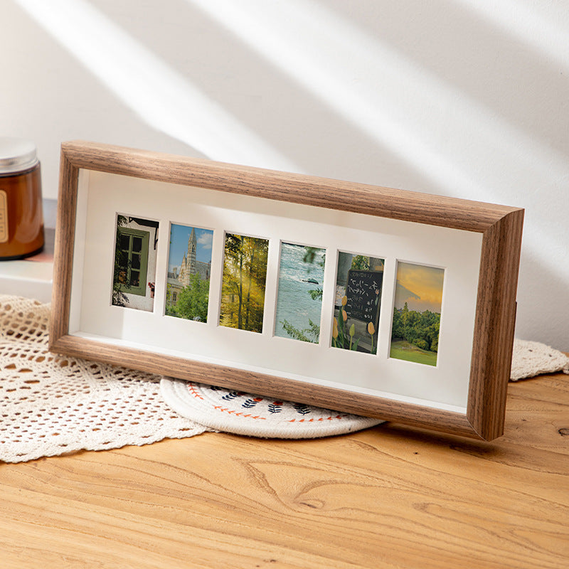 Nordic wooden multi-grid shell specimen photo frame 6-hole hollow table handmade DIY three-dimensional cardboard decorative ornament