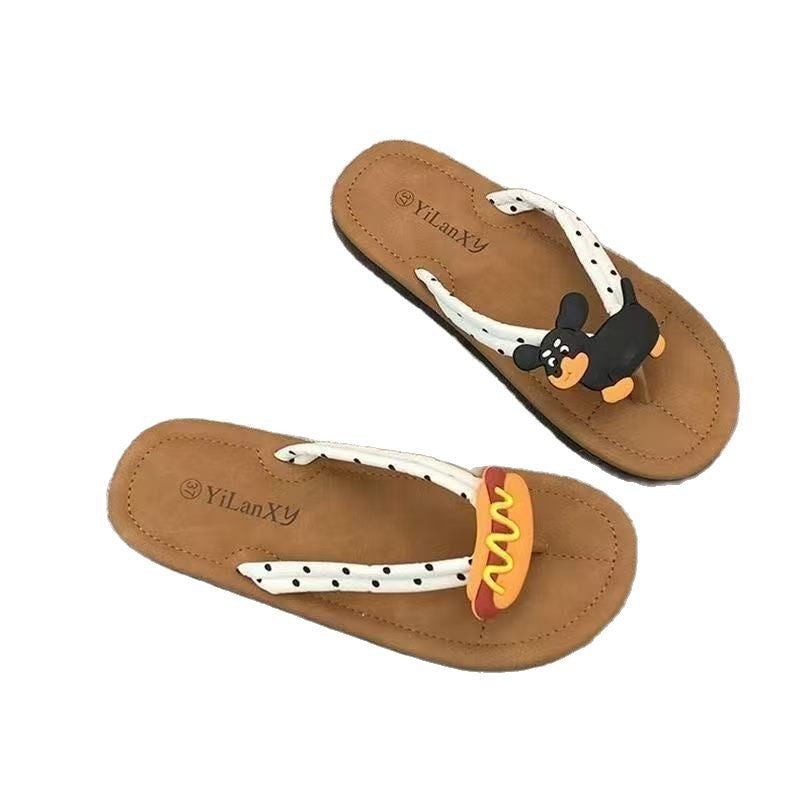 Flip-flops for women summernew arrival beach popularins hot dog outwear vacation flip-flops cute plaidflats slippers
