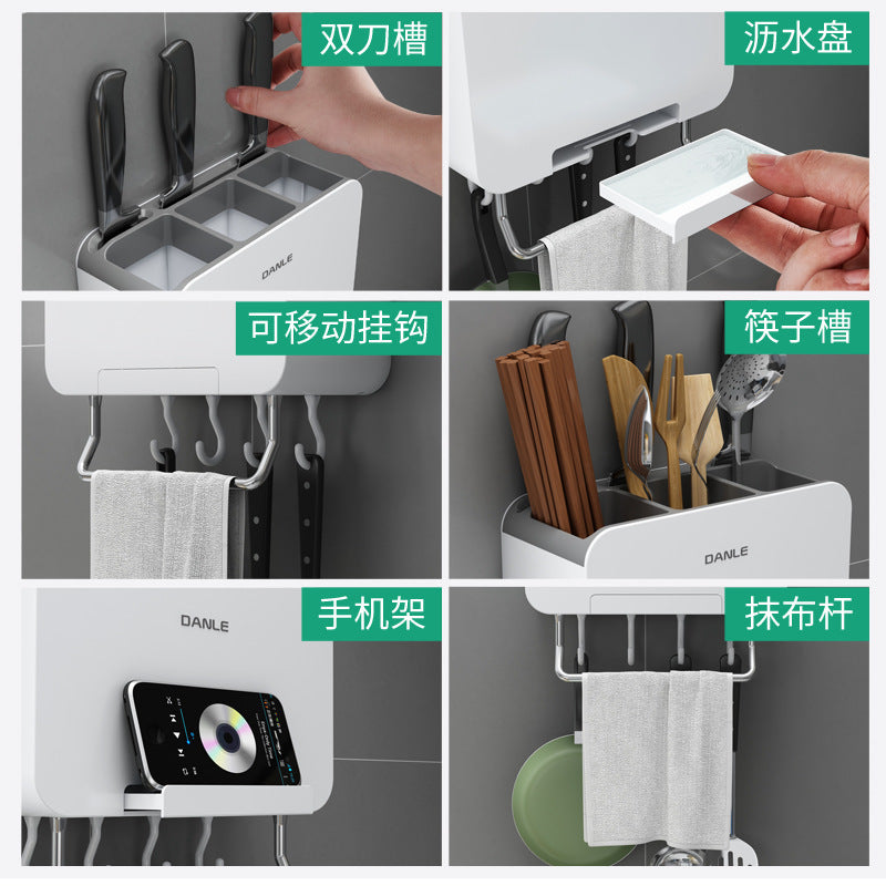 Wholesale chopstick tube shelf wall-mounted household drain chopstick basket kitchen spoon knife holder chopstick cage integrated storage box