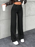 Women's solid color casual business pants  style casual trousers commuting pants straight leg pants cross-border