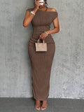 independent station new arrival cross-border cute fashion water ripple oblique shoulder dressin stock