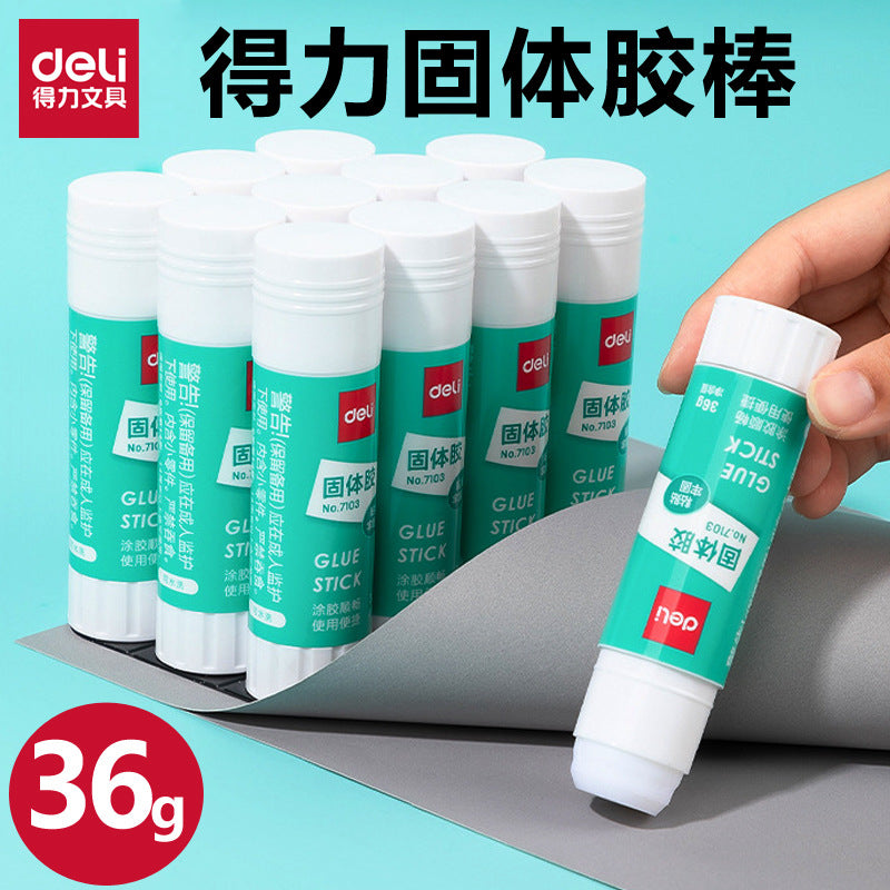 Deli Stationery 7103 White Solid Glue Stick 36g Solid Glue Office Finance Student Handicraft Class Large Glue Stick