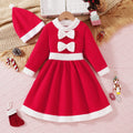 girldress red hat cute round neck stereobows costume kids holiday long skirt