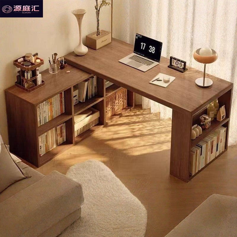 Corner desk bedroom girls computer desk solid wood l-shaped desk bookcase all-in-one corner workstation office table