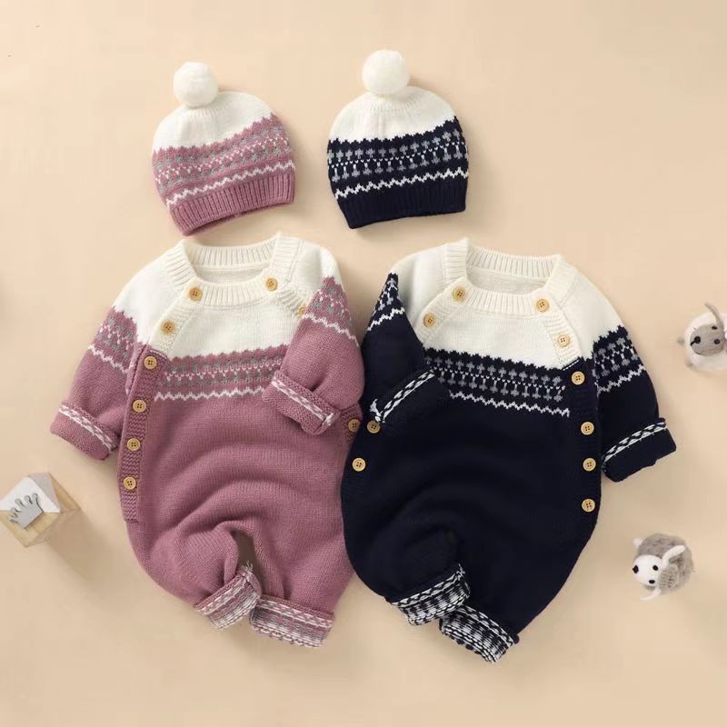 Baby knitting onesie fall and winternewborn baby boy sweatercuteheattech crawling suit 020