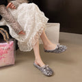 fashionable casual evening french bowknot new spring sequin flat loafers women's single shoes