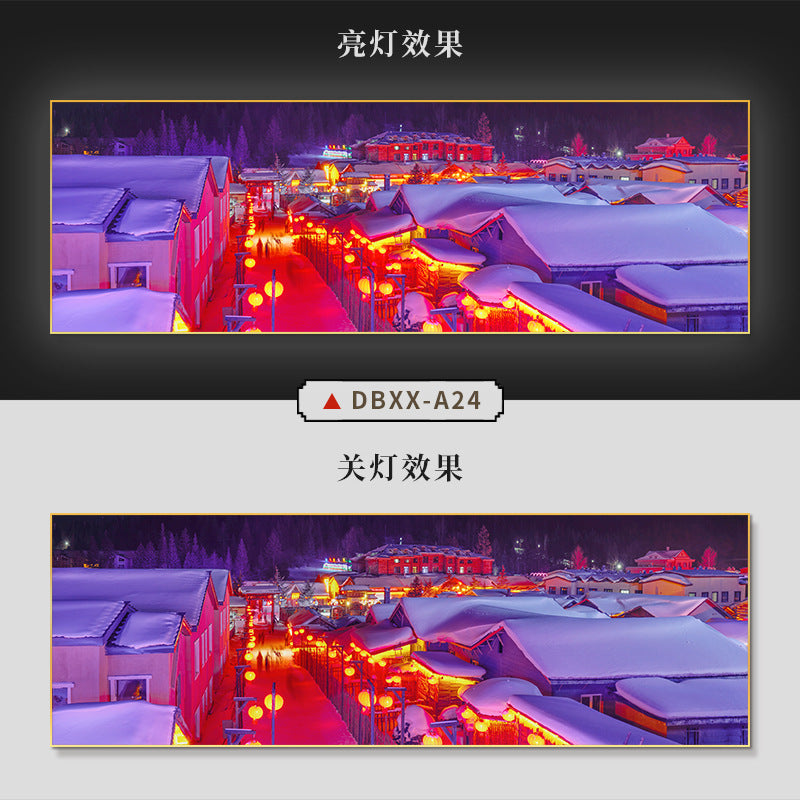 Farmyard Northeast Snow Scene Decorative Painting Rural Folk Scenery Wall Painting Iron Pot Stew Restaurant Light Box Hotel Hanging Painting