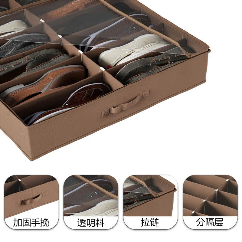 Bed sole shoe storage box Transparent packaging storage box Foldable non-woven lattice storage finishing bag