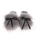 Baotou furry slippers for women outwear2024fall and winternew arrivalbows imitation fox fur fairy style flats cotton slippers