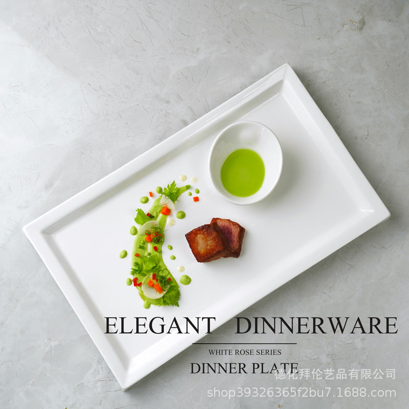 Nordicins high-value rectangular western food plate restaurant for homecasual pure white flat plate serving plate dessert plate