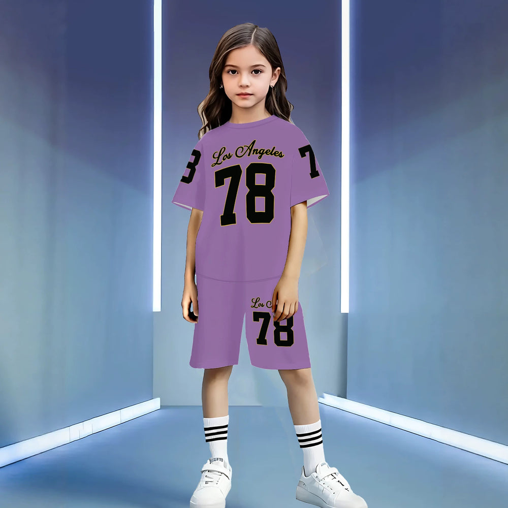 wholesale girls' short-sleeve and shorts sets, fashionable spring, summer, and autumn outfits for girls