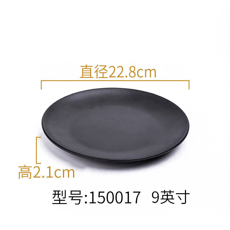 Melamine black tableware plastic dish imitation porcelain dinner plate cold dish plate barbecue hot pot plate barbecue restaurant plate commercial
