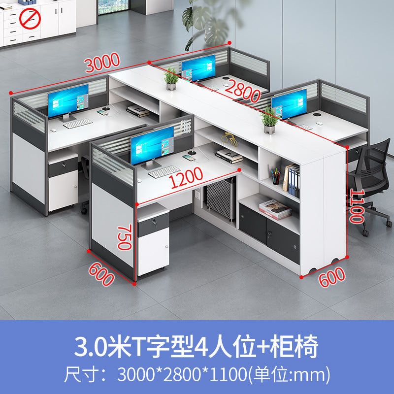 Office desk and chair set for staff, financial employees, and workstations - 2/4 seater facing desk office table