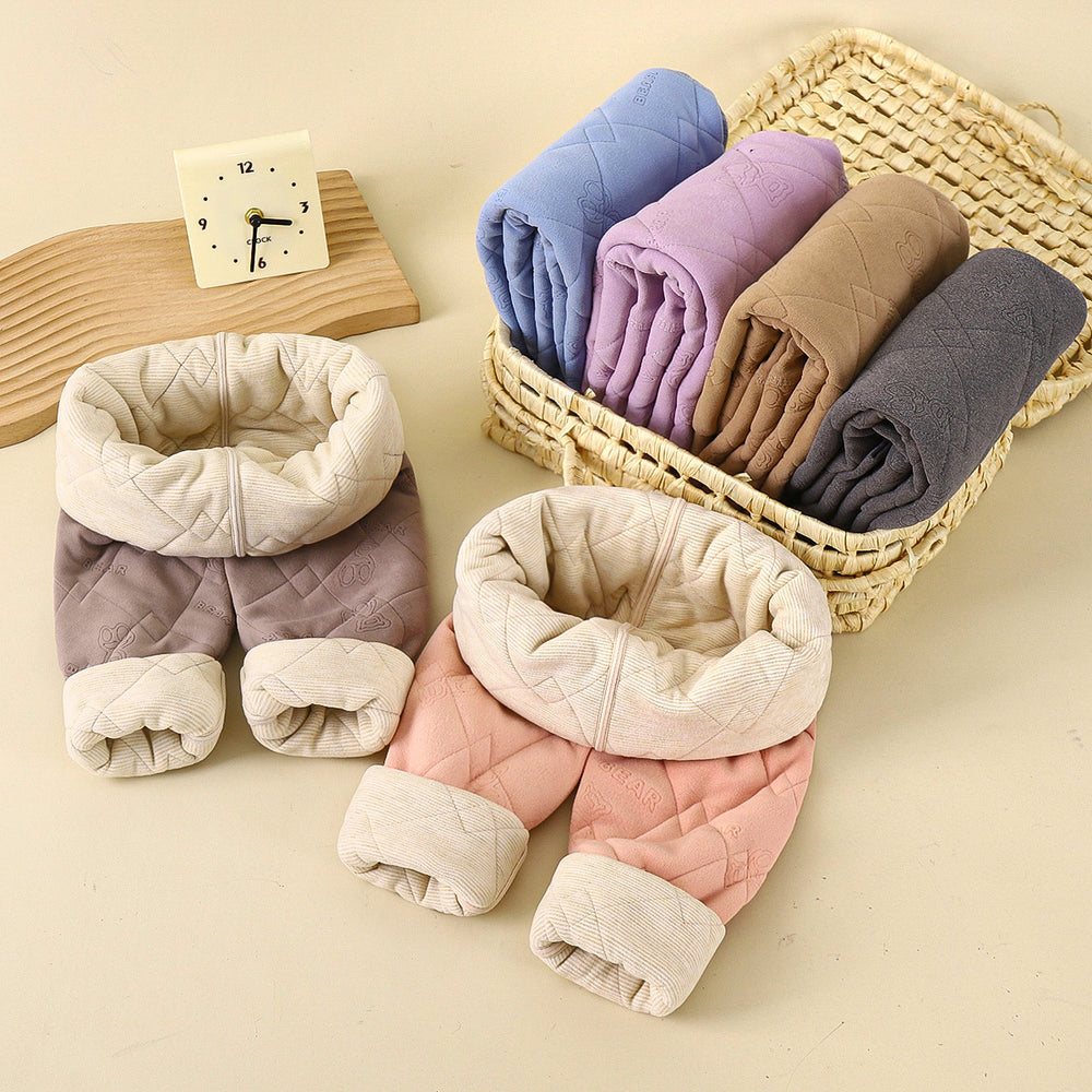 School uniform essential: autumn/winter kids' cotton pants - boys' warm & cold-proof trousers, three-layer fleece-lined & extra thick girls' leggings