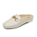 2025 summer fashion loafers: retro gold buckle pvc slip-ons with hidden wedge heel - women's comfortable half-slippers