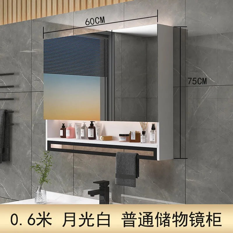 [Low price] Smart solid wood bathroom mirror cabinet, toilet mirror, separate wall-mounted bathroom with lamp storage mirror box