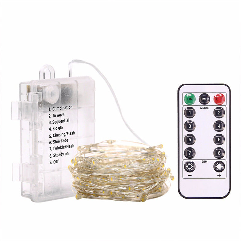 LED copper wire light string, remote control waterproof battery box copper wire light, courtyard Christmas decorative lights string lights star lights