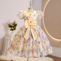 European and american style girls' princess dress - new cross-border export dress with bow, cute, fashionable, and printed women's dress