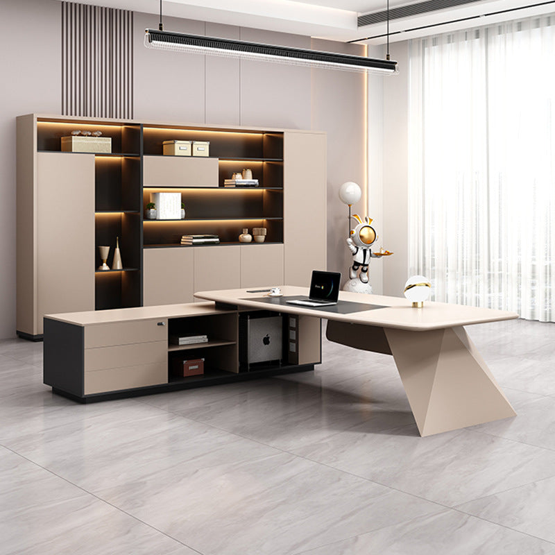 Piano lacquer office desk - designer creative high-end executive desk - stylish white manager supervisor executive desk