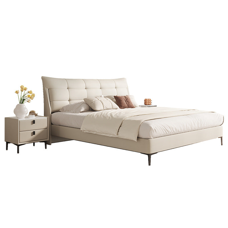 Light french cream style bed small apartment casualaccessible luxury foshan furniture master bedroom double 1.8m genuine leather bed