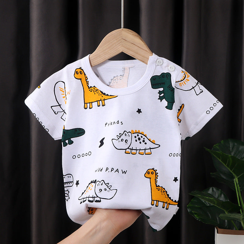Kids' short-sleeve pure cotton summer new arrivals : boys' t-shirts, baby cartoon girls' short-sleeve korean style tops, children's clothing