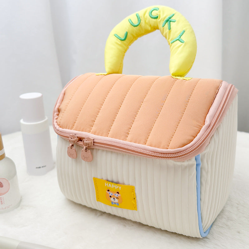 Popular house cosmetic bag women's large-capacity portable skin care product storage bag contrasting color travel portable partition storage bag