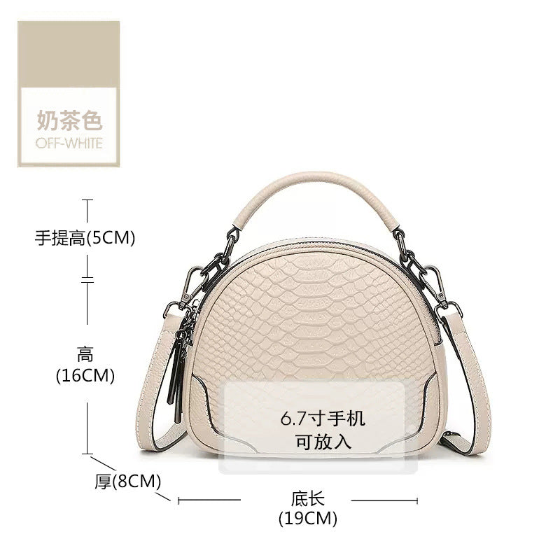 Crocodile pattern cowhide messenger bag women's 2025 new large-capacity leather shell bag new arrival casual shoulder bag small
