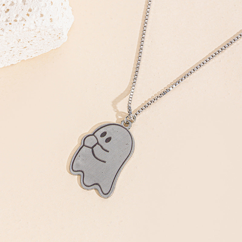 Halloween necklace wholesale fashion cross-border jewelry cartoon oil drop heart ghost pendant necklace couple necklace women
