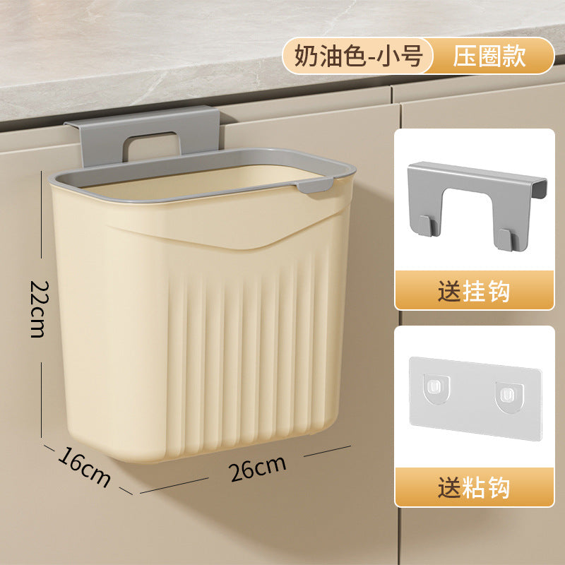 Kitchen hanging trash can for home cabinet wall hanging storage bucket plastic toilet bathroom trash can with lid wholesale