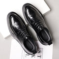 Men's leather dress shoes - new business formal brogue style - british casual - black - live stream wedding groom shoes