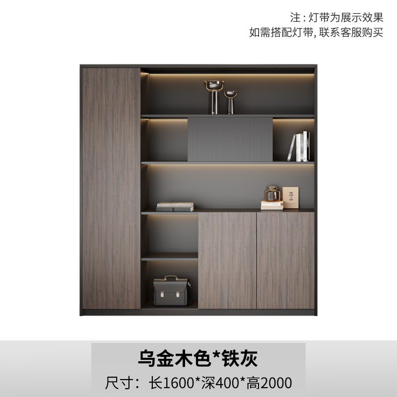 New chinoiserie office file cabinet wooden bookcase boss table background cabinet wall-mounted floor-standing five or six-door cabinetaccessible luxury