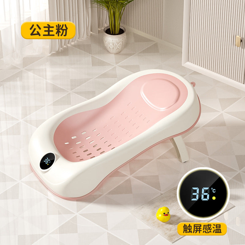 Baby temperature-sensitive foldable bathtub - infant & child bath tub - newborn & toddler home use - sit & lie down bath tub