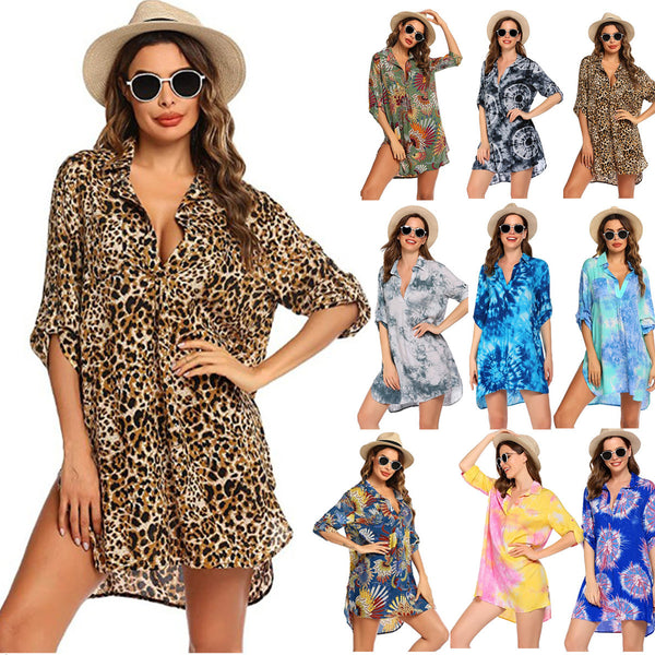 2021  Independent Station New European and American Women's Swimwear Beach Blouse Bikini Swimsuit Beach Sunscreen