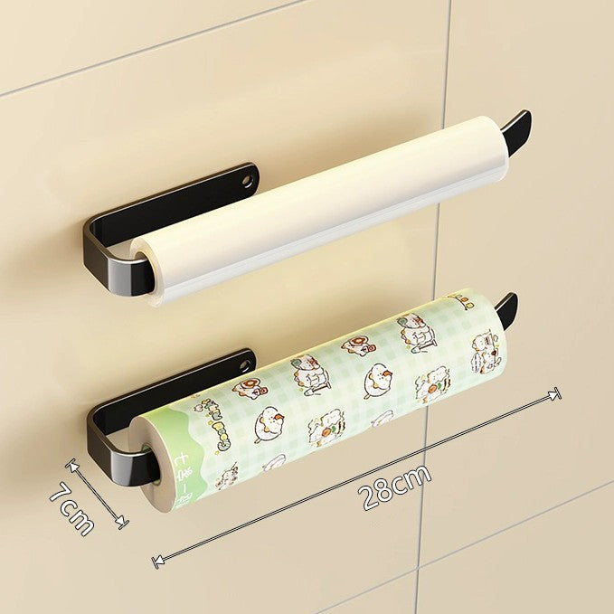 Paper hanger for kitchen tissue holder No punching plastic wrap Oil absorption Wall-mounted paper roll rod Cabinet storage rack