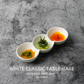 Ceramic divided dipping dish three grids japanese and korean barbecue seasoning dish snack dish creative hot pot seasoning vinegar dish dish