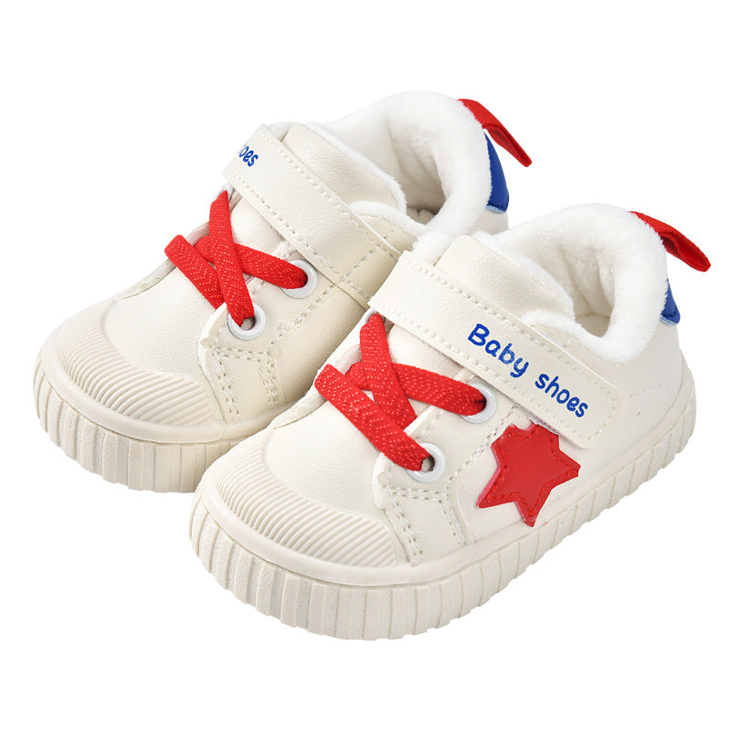 Toddler shoes for baby boys 0-1-3 years old, autumn/winter infant shoes for baby girls, soft sole children's shoes, fleece-lined and thickened cotton shoes