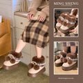 Fur ball snow boots for women winter2025new arrivalfleece-linedthickenedheattech fur thick sole short boots outwear northeast cotton shoes