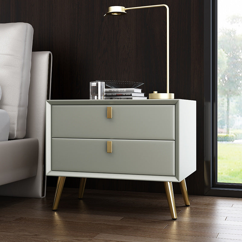 Bedside table free of installation drawer casual postmodern small cabinet accessible luxury scandinavian storage cabinet master bedroom classy leather