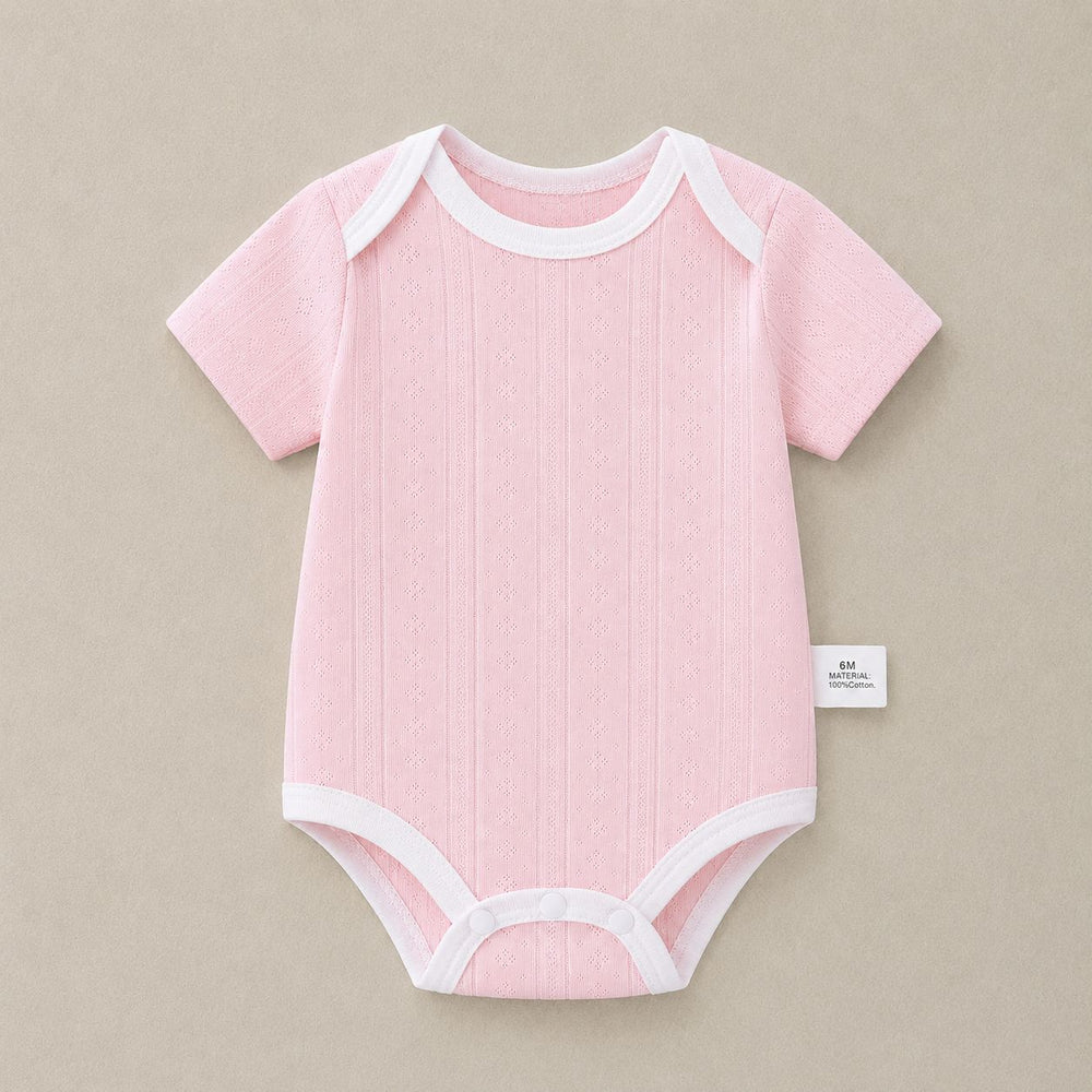 Baby romper - 100% cotton, lightweight summer style - newborn bodysuit, short-sleeve onesie, open-back design for summer