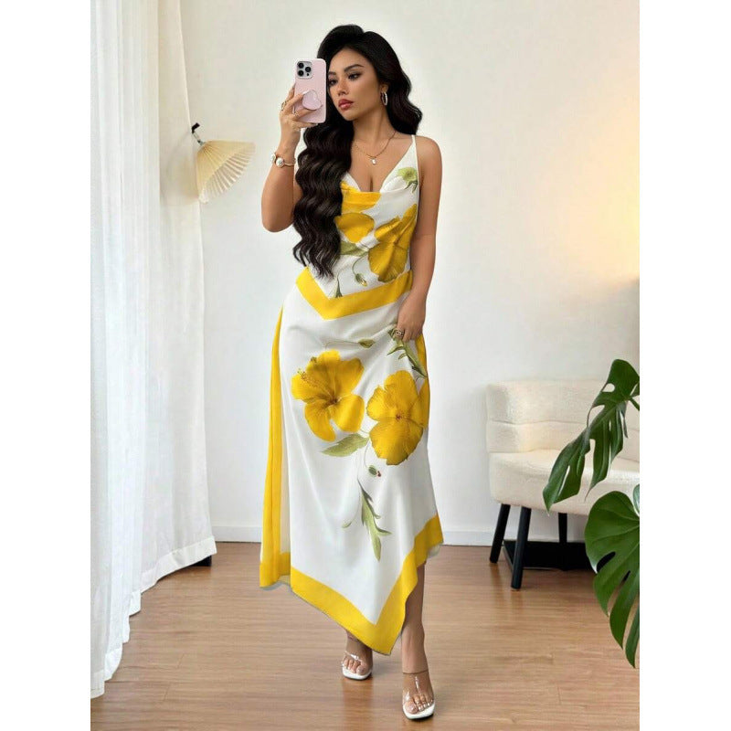Amazon european and american romantic vacation long slip dress -  summer new arrival - slimming and figure-flattering