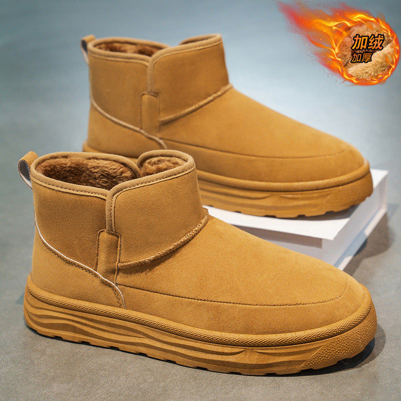 Northeastern snow boots for men winterfleece-linedheattech large cotton shoes for men fur all-in-one cold-proof bread shoes non-slipwaterproof
