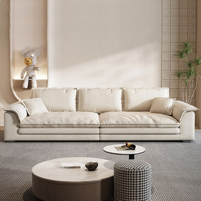 Foshan furniture technology fabric sofa modern living room frosted fabric sofa straight row down cream style sailboat sofa