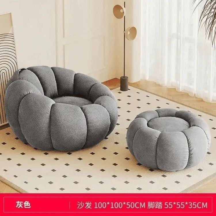 Cream style lazy sofa can lie down and sleep back chair pumpkin single sofa cashmere sofa chair fabric all-in-one