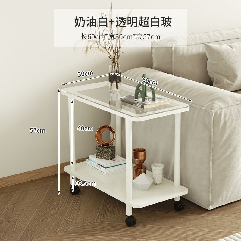 Movable small side table with slit storage rack, accessible luxury simple corner table, small table, sofa side coffee table, for home tea table
