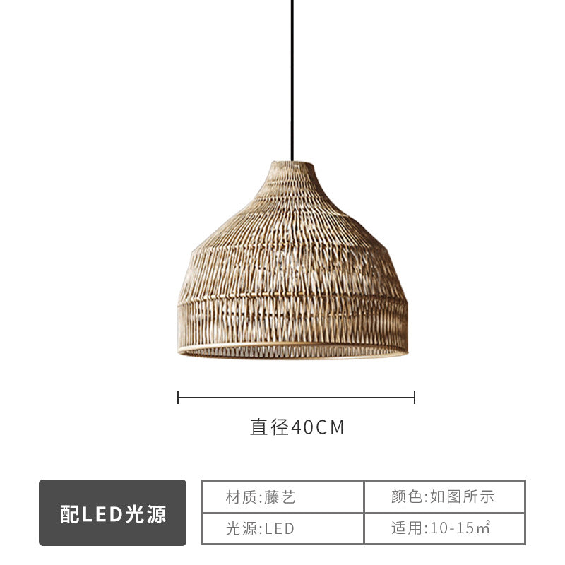 Wabi Silent Wind Catering Chandelier Chinese Living Room Dining Room Tea Room Zen Light Homestay Study Bedside Japanese Rattan Chandelier