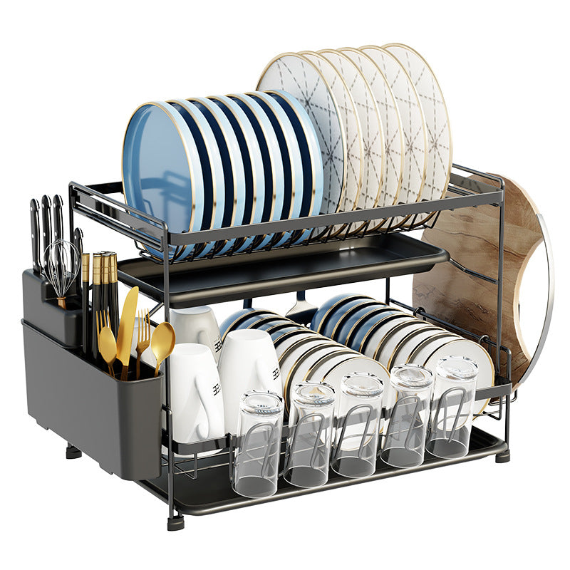 Kitchen Dish Shelf Countertop Cutlery Plate Drain Rack Basket Multifunctional Household Dish and Chopsticks Drain Storage Box